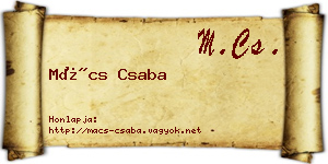Mács Csaba névjegykártya