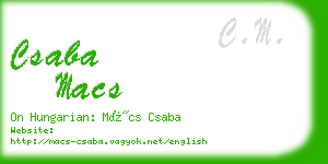 csaba macs business card